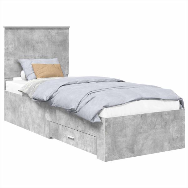 Bettrahmen Beton Grau und Silber 70 x 190 cm Holzwerkstoff