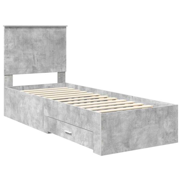 Bettrahmen Beton Grau und Silber 70 x 190 cm Holzwerkstoff