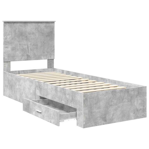 Bettrahmen Beton Grau und Silber 70 x 190 cm Holzwerkstoff