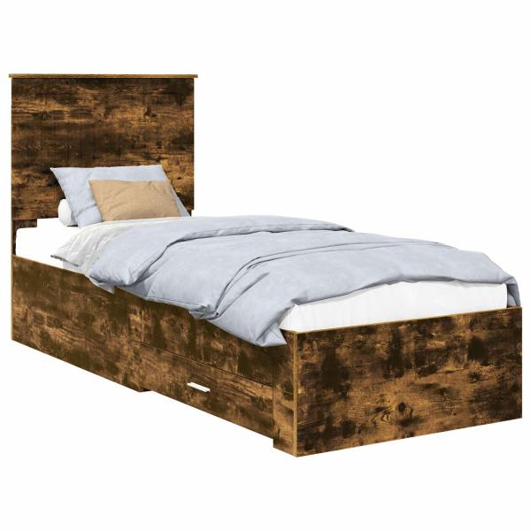 Bettrahmen Rauchige Eiche und Silber 70 x 190 cm Holzwerkstoff