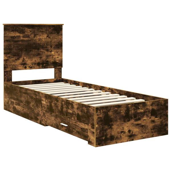 Bettrahmen Rauchige Eiche und Silber 70 x 190 cm Holzwerkstoff
