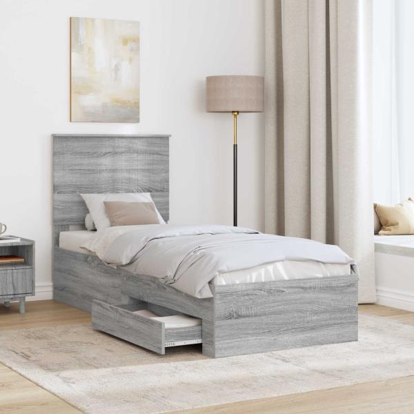 Bettrahmen Graue Sonoma und Silber 70 x 190 cm Holzwerkstoff