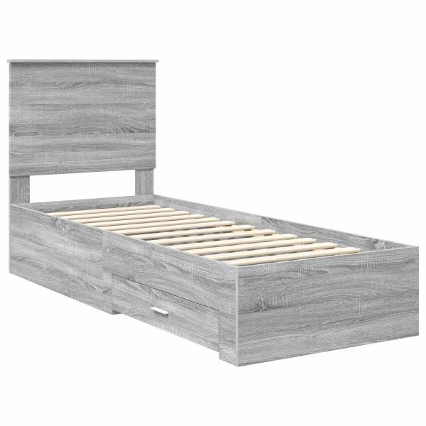 Bettrahmen Graue Sonoma und Silber 70 x 190 cm Holzwerkstoff