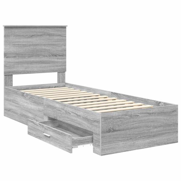 Bettrahmen Graue Sonoma und Silber 70 x 190 cm Holzwerkstoff