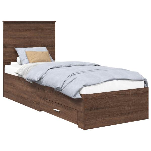 Bettrahmen Braune Eiche und Silber 70 x 190 cm Holzwerkstoff