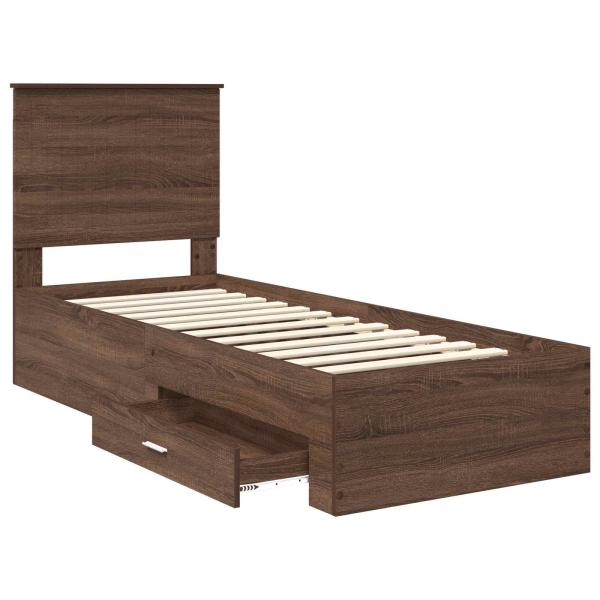 Bettrahmen Braune Eiche und Silber 70 x 190 cm Holzwerkstoff