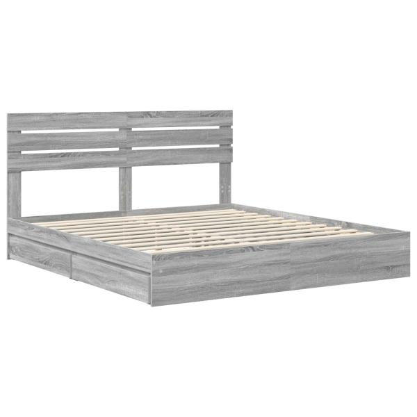 Aufbewahrungsbett Graues Sonoma 200 x 200 cm Holzwerkstoff