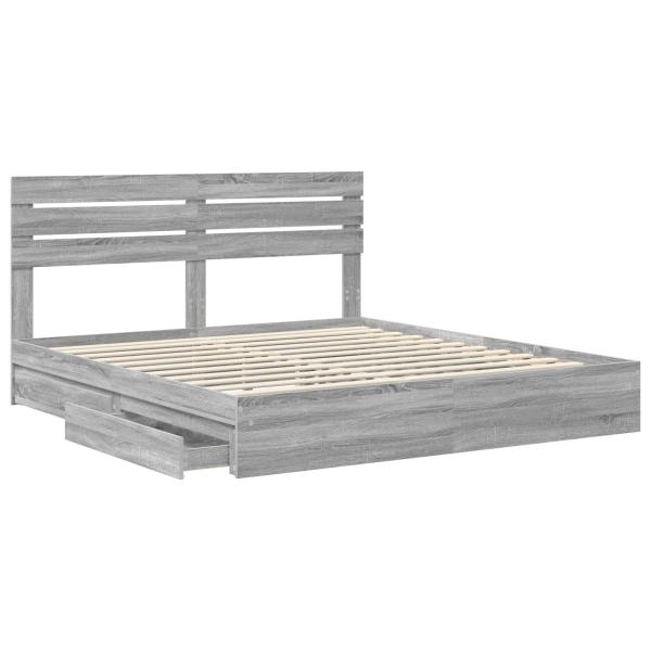Aufbewahrungsbett Graues Sonoma 200 x 200 cm Holzwerkstoff