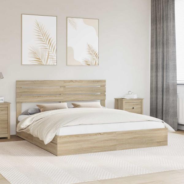 ARDEBO.de - Aufbewahrungsbett Sonoma-Eiche 180 x 200 cm Holzwerkstoff