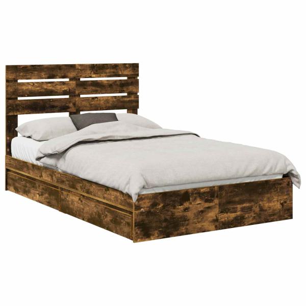 Aufbewahrungsbett Geräucherte Eiche 135 x 190 cm Holzwerkstoff
