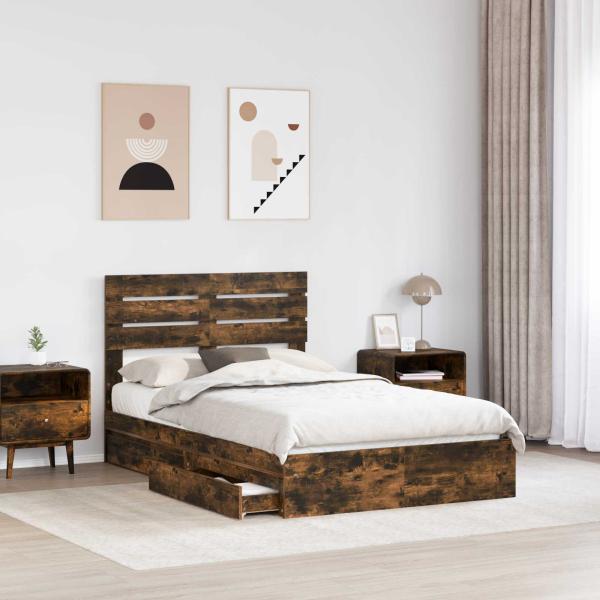 Aufbewahrungsbett Geräucherte Eiche 135 x 190 cm Holzwerkstoff