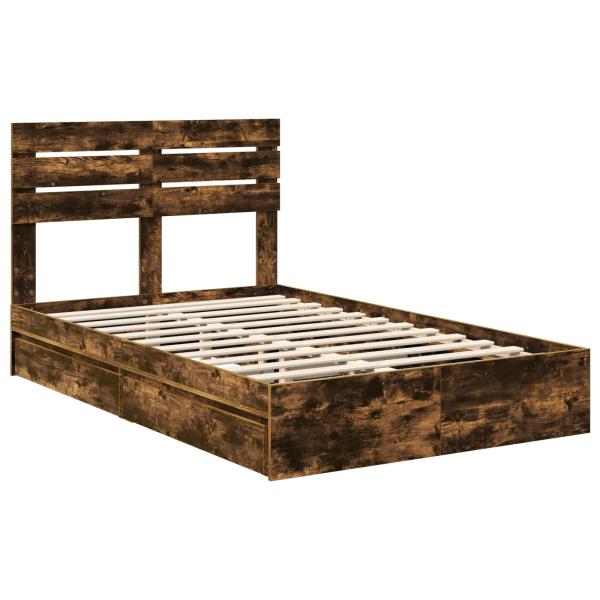 Aufbewahrungsbett Geräucherte Eiche 135 x 190 cm Holzwerkstoff