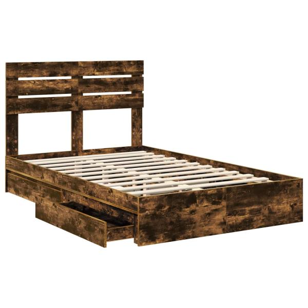 Aufbewahrungsbett Geräucherte Eiche 135 x 190 cm Holzwerkstoff