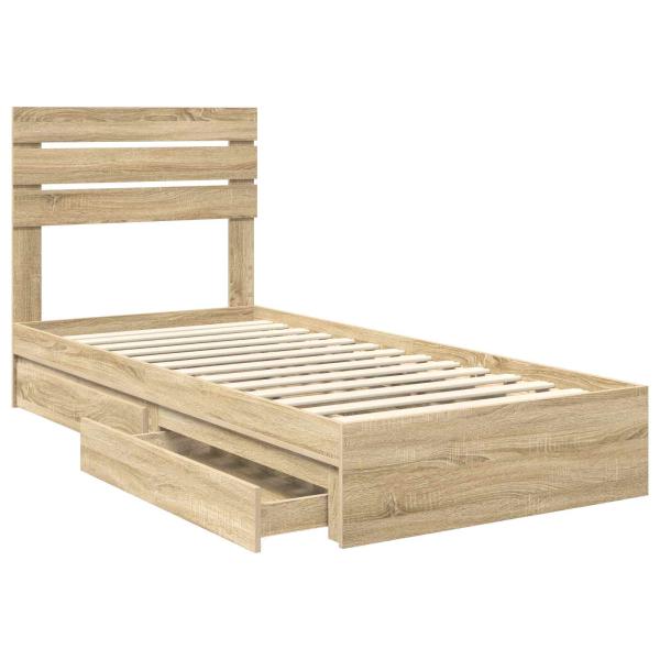 Aufbewahrungsbett Sonoma-Eiche 100 x 200 cm Holzwerkstoff