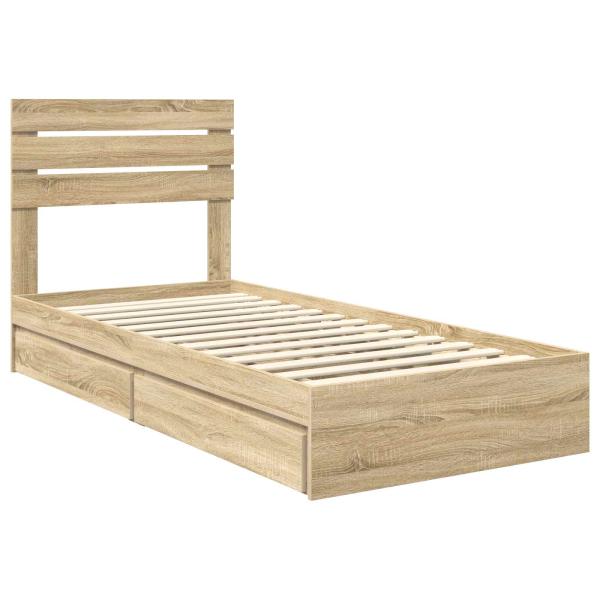 Aufbewahrungsbett Sonoma-Eiche 90 x 200 cm Holzwerkstoff