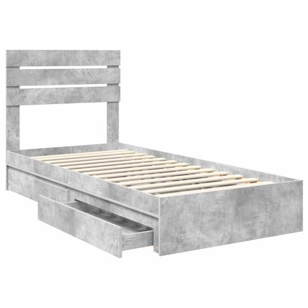 Aufbewahrungsbett Beton Grau 90 x 190 cm Holzwerkstoff