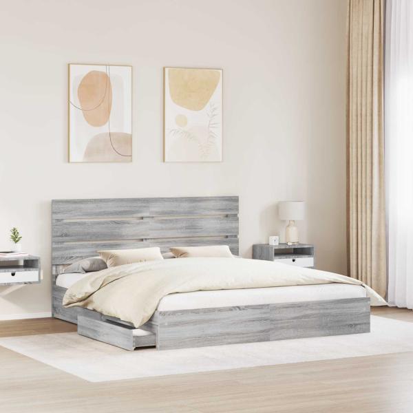 Aufbewahrungsbett Sonoma-Grau 200 x 200 cm Holzwerkstoff