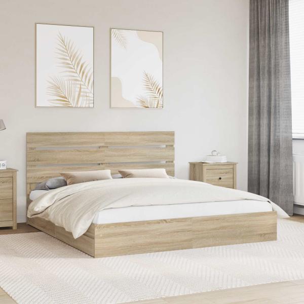 ARDEBO.de - Aufbewahrungsbett Sonoma-Eiche 180 x 200 cm Holzwerkstoff