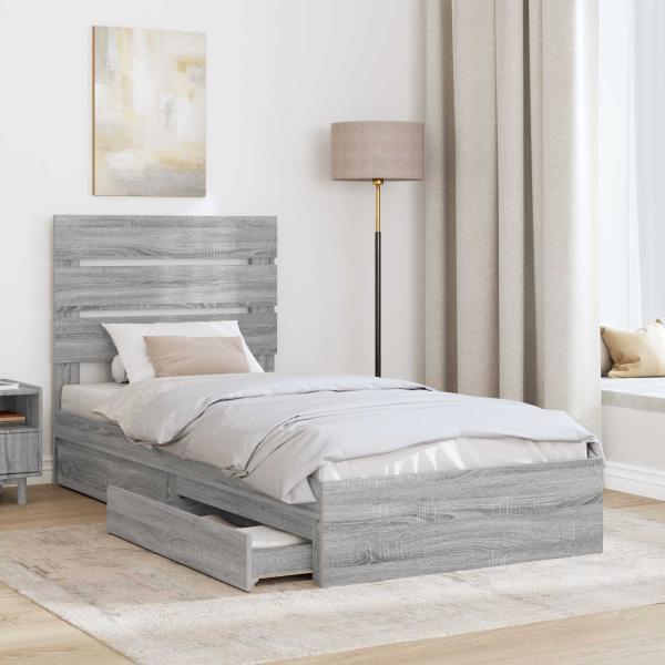 Aufbewahrungsbett Sonoma-Grau 100 x 200 cm Holzwerkstoff