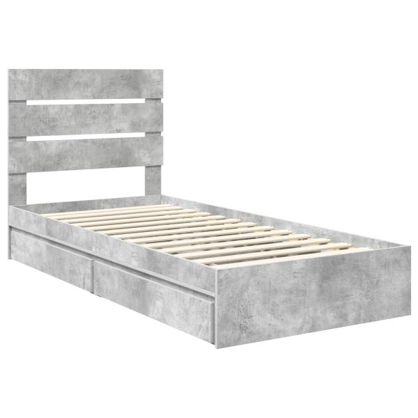 Aufbewahrungsbett Betongrau 90 x 190 cm Holzwerkstoff