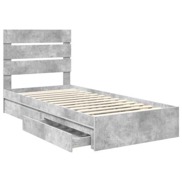 Aufbewahrungsbett Betongrau 90 x 190 cm Holzwerkstoff