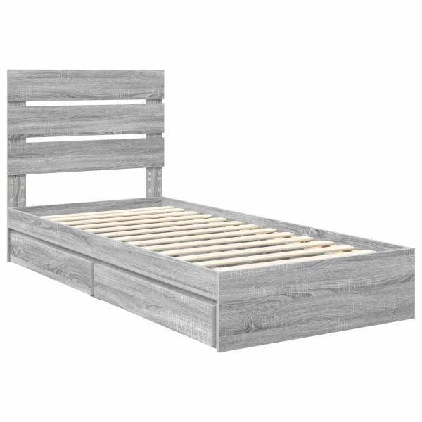 Aufbewahrungsbett Sonoma-Grau 70 x 190 cm Holzwerkstoff