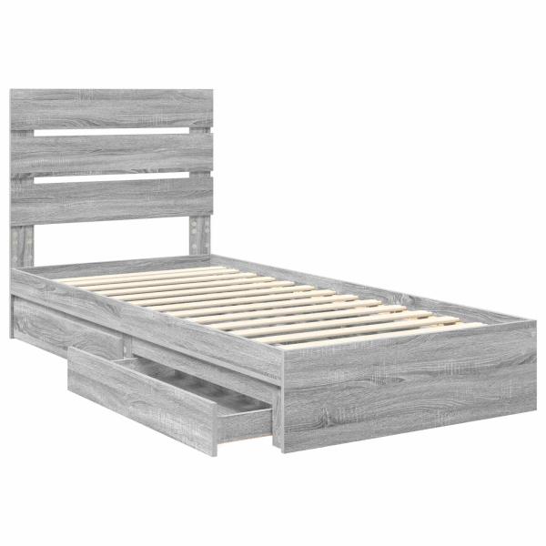 Aufbewahrungsbett Sonoma-Grau 70 x 190 cm Holzwerkstoff