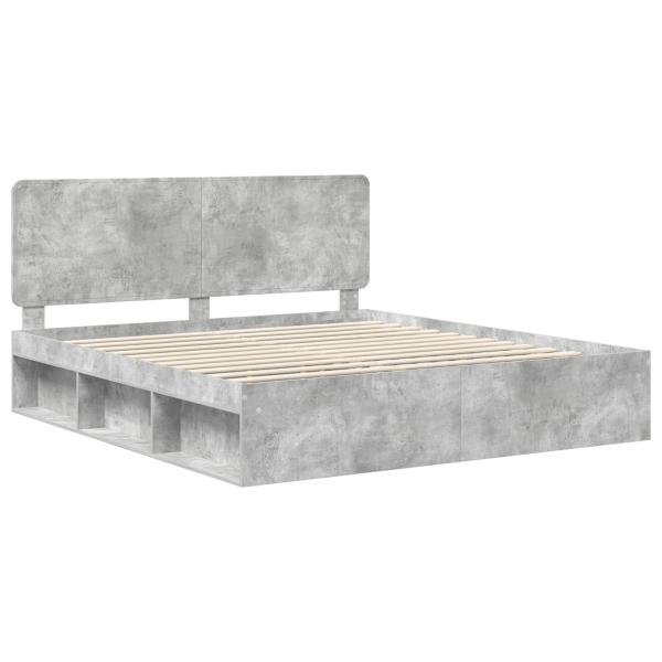 Bettrahmen mit Kopfteil Beton 180 x 200 cm Massives Kiefernholz
