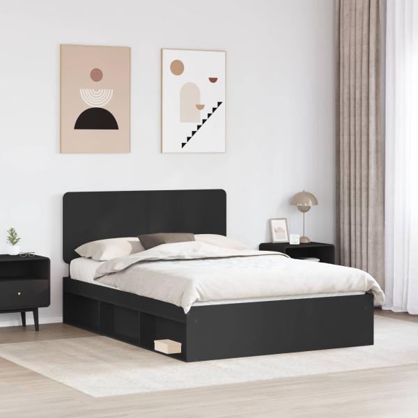 Bettrahmen Schwarz 160 x 200 cm Massives Kiefernholz