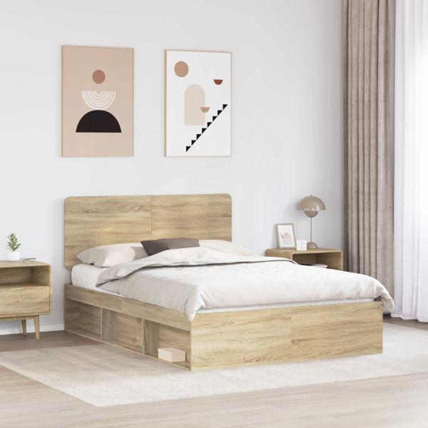 Bettrahmen Sonoma-Eiche 150 x 200 cm Massives Kiefernholz