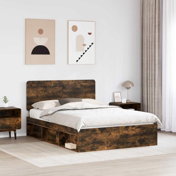 Bettrahmen Räuchereiche 140 x 190 cm Massives Kiefernholz