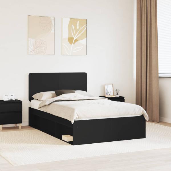 ARDEBO.de - Bettrahmen Schwarz 120 x 200 cm Massives Kiefernholz