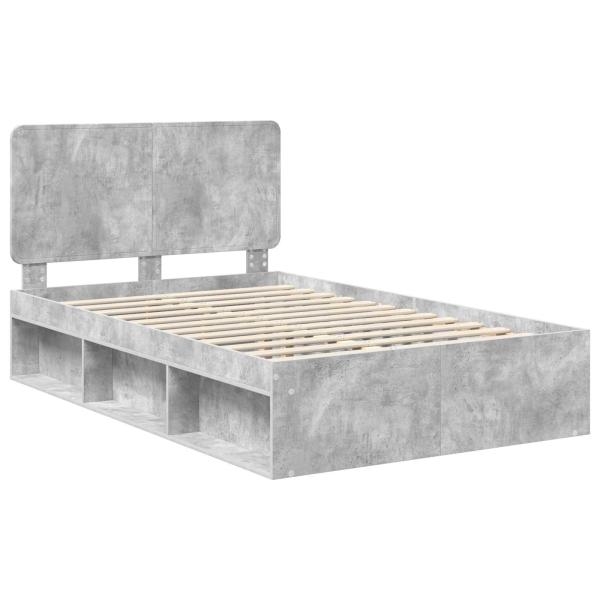Bettrahmen mit Kopfteil Beton 120 x 190 cm Massives Kiefernholz
