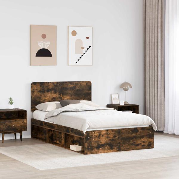 Bettrahmen Räuchereiche 120 x 190 cm Massives Kiefernholz