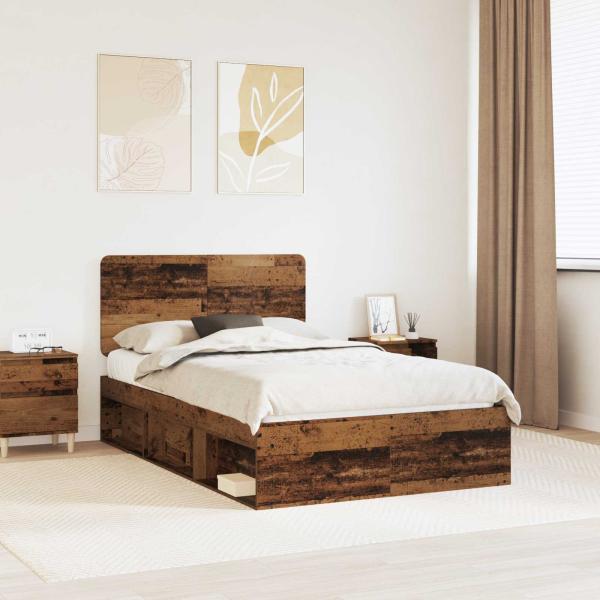 ARDEBO.de - Bettrahmen Altholz 120 x 190 cm Massives Kiefernholz