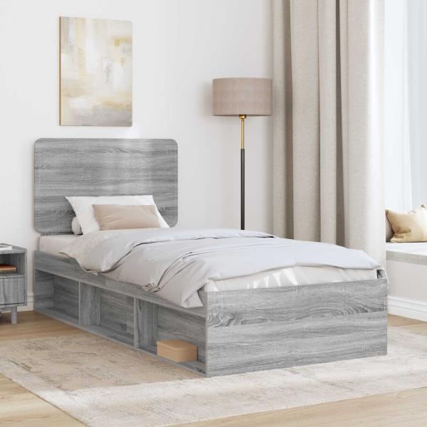 Bettrahmen Sonoma-Grau 90 x 200 cm Massives Kiefernholz