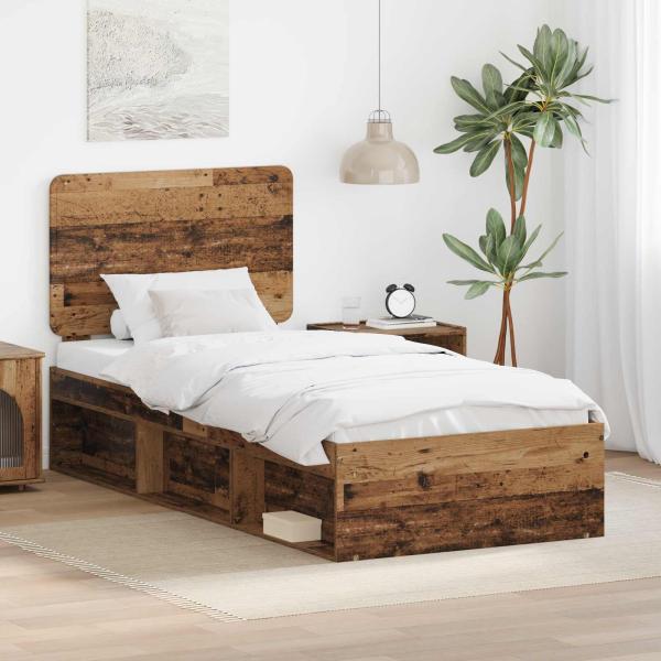 ARDEBO.de - Bettrahmen Altholz 75 x 190 cm Massives Kiefernholz