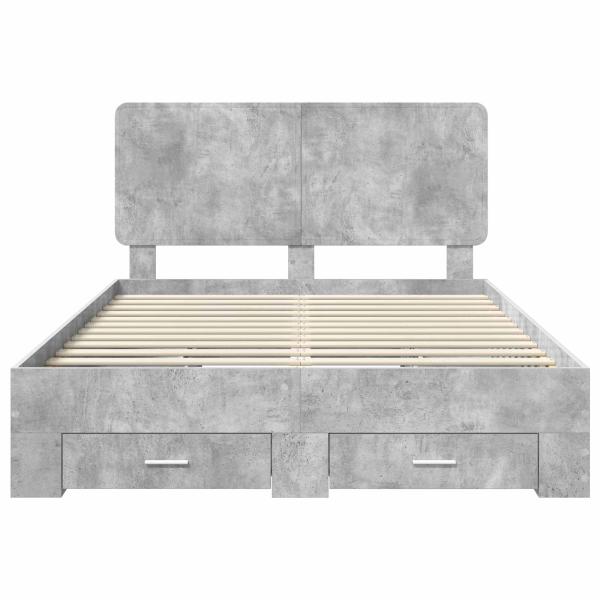Bettrahmen mit Schubladen Beton Grau 150 x 200 cm Holzwerkstoff