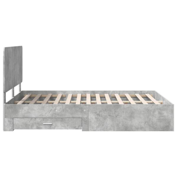 Bettrahmen mit Schubladen Beton Grau 150 x 200 cm Holzwerkstoff