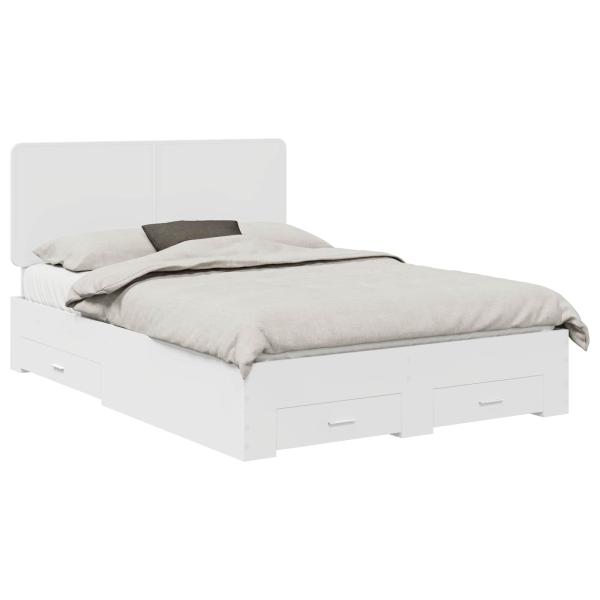 Bettrahmen mit Schubladen Weiß 140 x 190 cm Holzwerkstoff