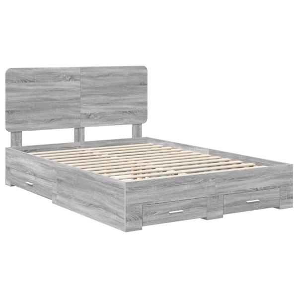 Bettrahmen Graues Sonoma 140 x 190 cm Holzwerkstoff