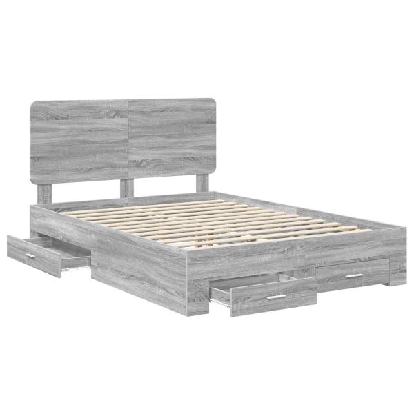 Bettrahmen Graues Sonoma 140 x 190 cm Holzwerkstoff