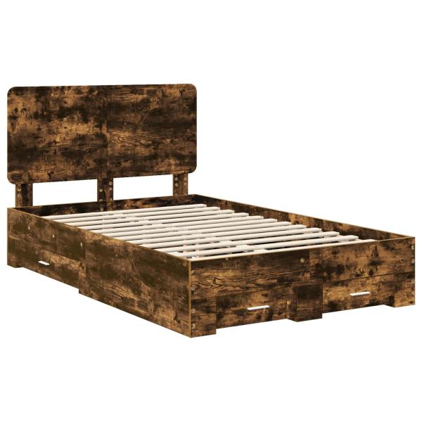 Bettrahmen Geräucherte Eiche 135 x 190 cm Holzwerkstoff