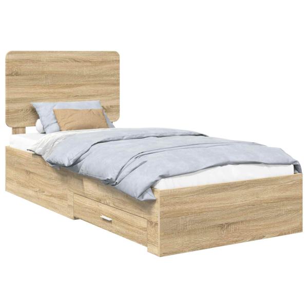 Bettrahmen mit Kopfteil Sonoma-Eiche 90 x 190 cm Holzwerkstoff