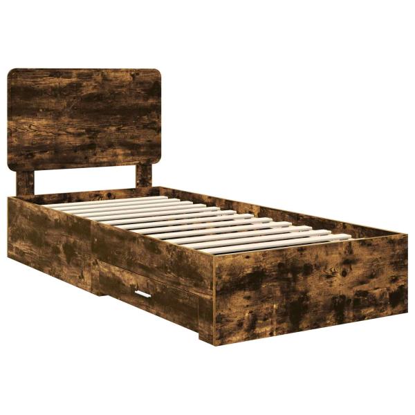 Bettrahmen Geräucherte Eiche 90 x 190 cm Holzwerkstoff