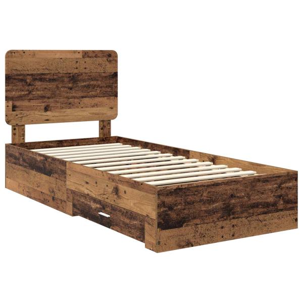Bettrahmen mit Schubladen Altholz 90 x 190 cm Holzwerkstoff