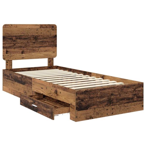 Bettrahmen mit Schubladen Altholz 90 x 190 cm Holzwerkstoff