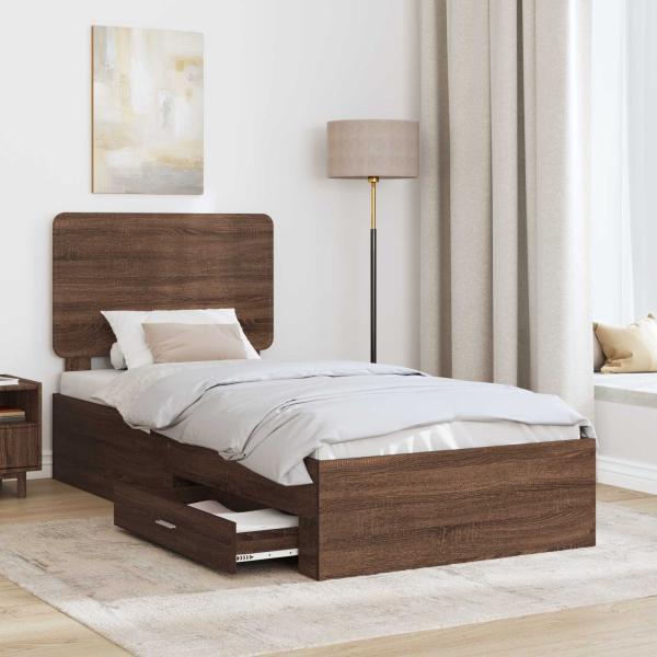Bettrahmen Braun Eichen-Optik 75 x 190 cm Holzwerkstoff
