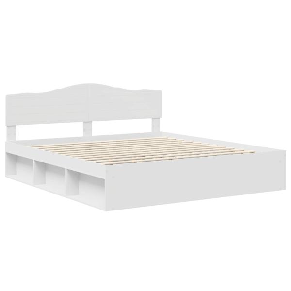 Bettrahmen mit Kopfteil Weiß 200 x 200 cm Massives Kiefernholz