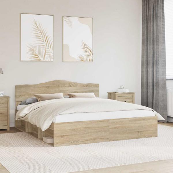 ARDEBO.de - Bettrahmen Sonoma 200 x 200 cm Massives Kiefernholz